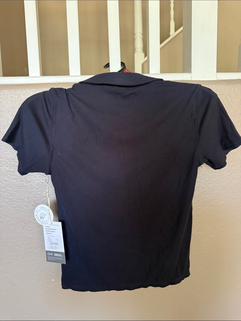 NWT Vuori Black Ribbed Polo Top - Picture 5 of 7